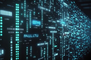 Obraz premium Abstract cyberspace Code digital technology background. Stream big data. Generative AI