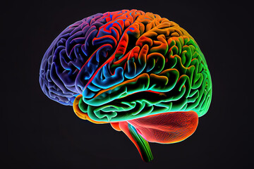 Digital Generated Image Of Human Brain. Generative Ai