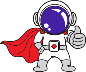 cute astronaut, cartoon vector icon, space, flat cartoon style