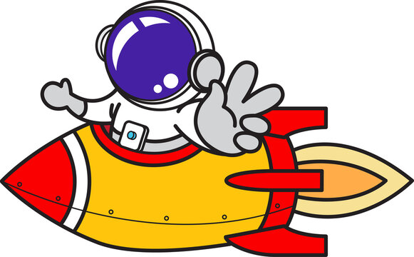 cute astronaut, cartoon vector icon, space, flat cartoon style