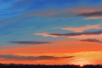Fototapeta na wymiar Sunset sky began to change from blue to orange. Generative AI