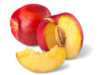 Fototapeta na wymiar Fresh sweet peaches isolated on white background