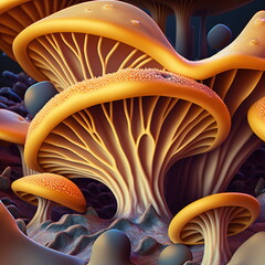 Microscopic image of fungus structure, AI Generated