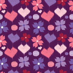 Fluffy sakura, heart, polkadot seamless background wallpaper poster Valentine symbol