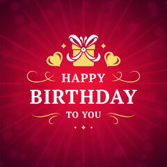 Happy birthday to you red vintage greeting social media post template design vector illustration