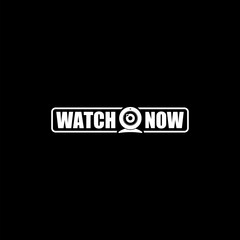 Watch now button icon isolated on dark background