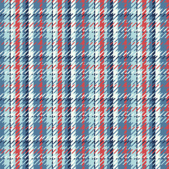 Red, dark blue and light blue gingham cloth background with fabric texture. Seamless fabric pattern design for clothes, skirt,  table cloth, packaging and wrapping paper. 