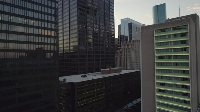 Aerial - Business District of Houston at dusk