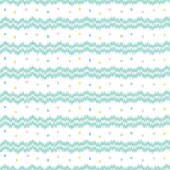 Pastel fluffy polka dots. Doodle stripes geometric seamless pattern background. Lovely infantile style nursery print.