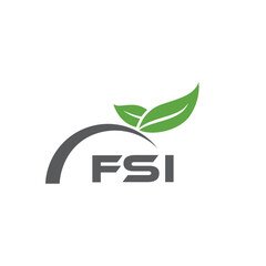 FSI letter nature logo design on white background. FSI creative initials letter leaf logo concept. FSI letter design.