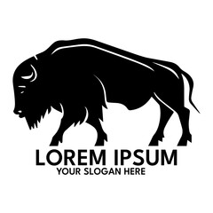 Buffalo silhouette, logo style vector illustration