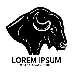 Buffalo silhouette, logo style vector illustration