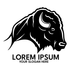 Buffalo silhouette, logo style vector illustration