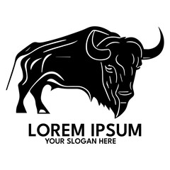 Buffalo silhouette, logo style vector illustration