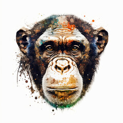 Illustration of Monkey with Infinite Colors, AI Generated Vector illustration on white background