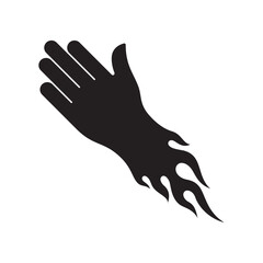 Obraz premium Vector symbol black silhouette of hand with flame. Isolated on white background. 