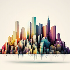 Illustration of  City with Infinite Colors, AI Generated Vector illustration on white background