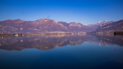 Reflection in the lake Annone, Lecco, lombardy,italy