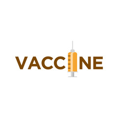 Vaccinated design with syringe and vaccine. Coronavirus vaccination concept for sticker label card badge design. Flat style vector illustration.