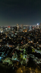 Fototapeta premium Beautiful aerial view of the capital of Mexico city at night.