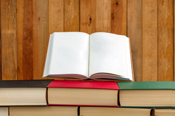 book opened in half with blank pages