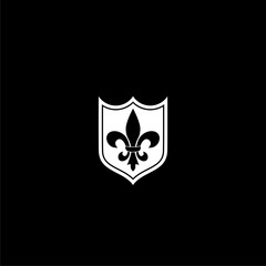 Coat of arms with fleur de lis heraldic symbol icon isolated on dark background