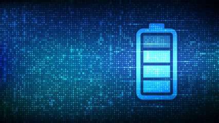 Battery icon made with electricity signs. Charging point station. Rechargeable accumulator. Battery power supply background. Energy Efficiency. Vector illustration.