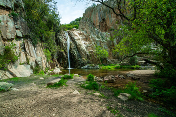 Sardinia, San Pietro Paradiso, waterfall in hidden oasis