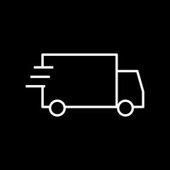 Delivery truck icon isolated on a black background