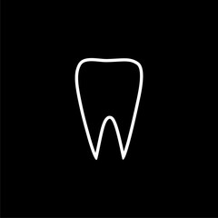 Cured tooth icon vector  isolated on black background. 