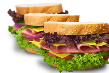 group of tasty sandwiches