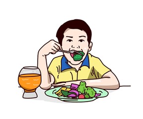 kids children person eating a meal vegetable food