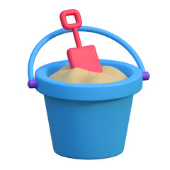 sand bucket icon summer beach holiday 3d illustration