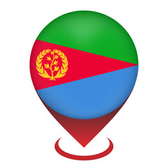 Obraz premium Map pointer with contry Eritrea. Eritrea flag. Vector illustration.