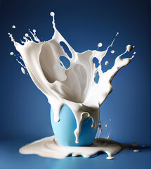 illustration, Milk Splash On background, beautiful abstract (Created with Generative AI technology)