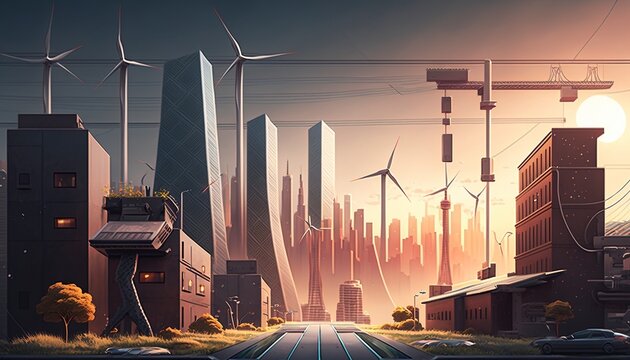 Futuristic Self Sustainable Energy City Concept -- The Future Of Energy Reusability