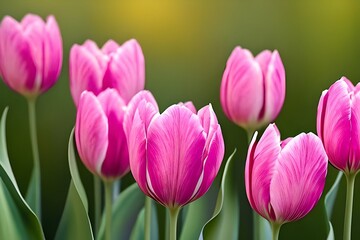 Obraz na płótnie Canvas Pink tulips in the garden in spring background generative ai