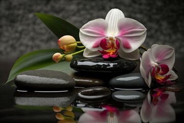 spa still life with orchid , ai generated