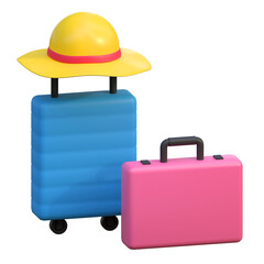 traveler luggage icon summer beach holiday 3d illustration