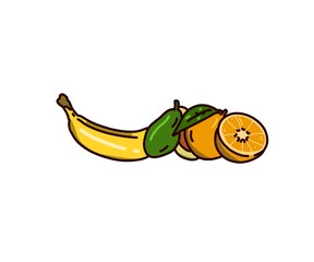 illustration of bananas and banana orange fruit