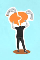 Vertical sketch photo image collage artwork picture of happy positive weird person rejoice...