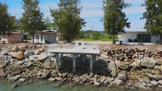Drone View of seafront home in Marina Island, Malaysia. 4K video,