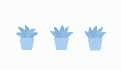 Plant on pot set vector illustration