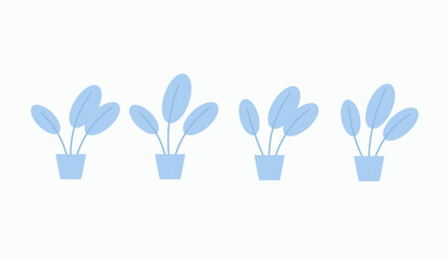 Plant on pot set vector illustration