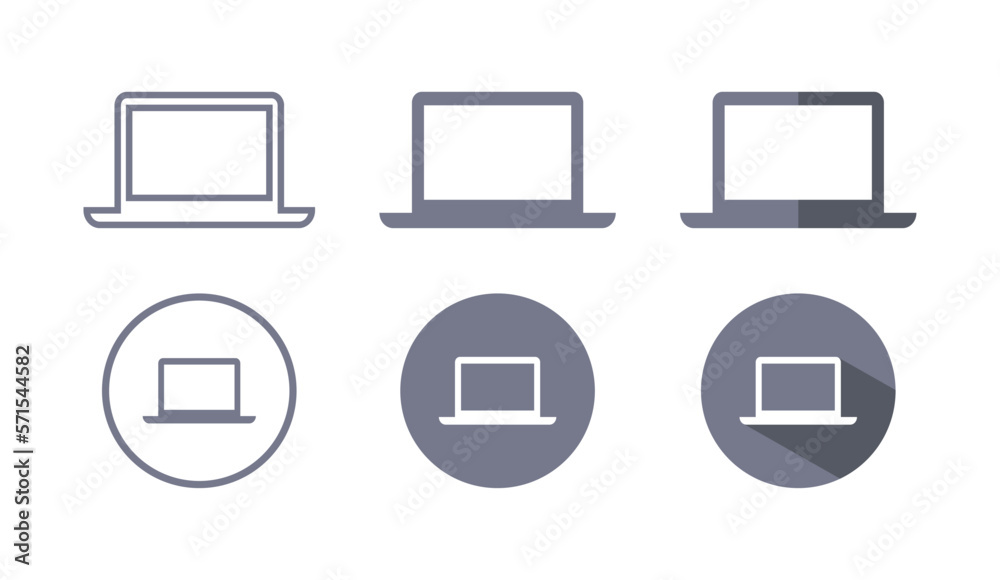 Wall mural flat laptop computer device flat icon set vector illustration