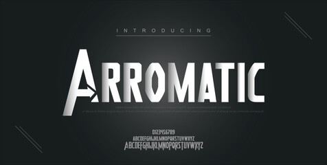 Arrowmatic digital modern alphabet new font. Creative abstract urban, futuristic, fashion, sport, minimal technology typography. Simple vector illustration with number