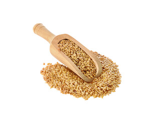 Golden flax seeds  isolated  on   transparent png