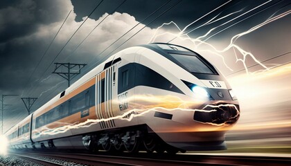 Fototapeta premium Futuristic Design For Train, Modern way of train travel, the future of trains