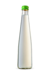 Glass transparent low alcohol drink bottle isolated on a white.
