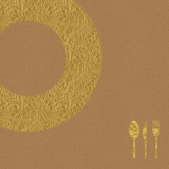 Menu cover design in gold tones, square image.